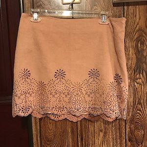 Forever 21 mauve faux suede mini skirt lace bottom